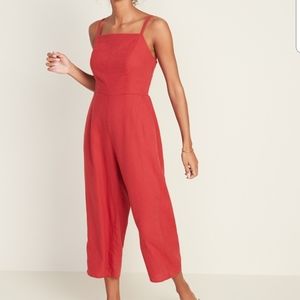 Old Navy Linen Blend Cami Jumpsuit Tomato XXL